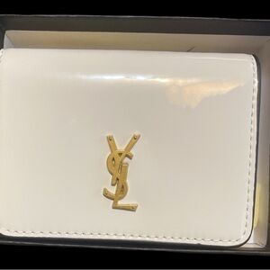 YSL White Mini wallet on gold chain